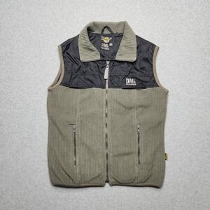 VINTAGE Doc Martens Vest Medium Green‎ Black Technical Fleece Pile Gilet Zip Y2K